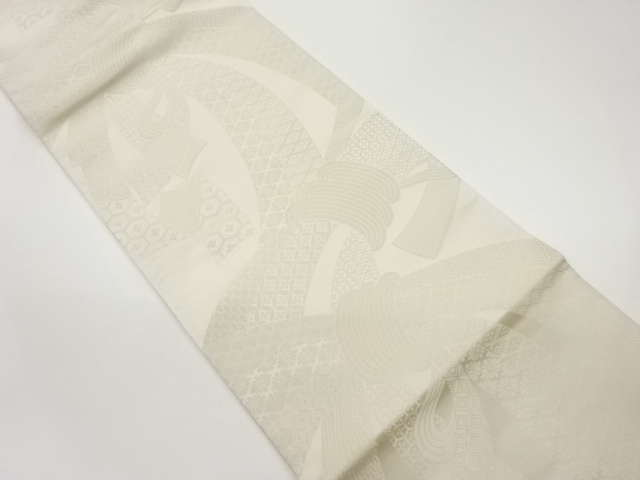 束ね熨斗に古典柄模様織出し全通袋帯